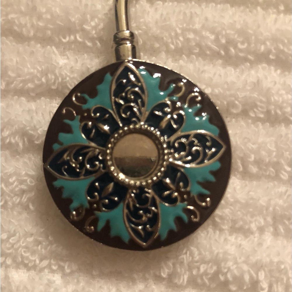 Turquoise & Silver Purse Holder with Intricate Design